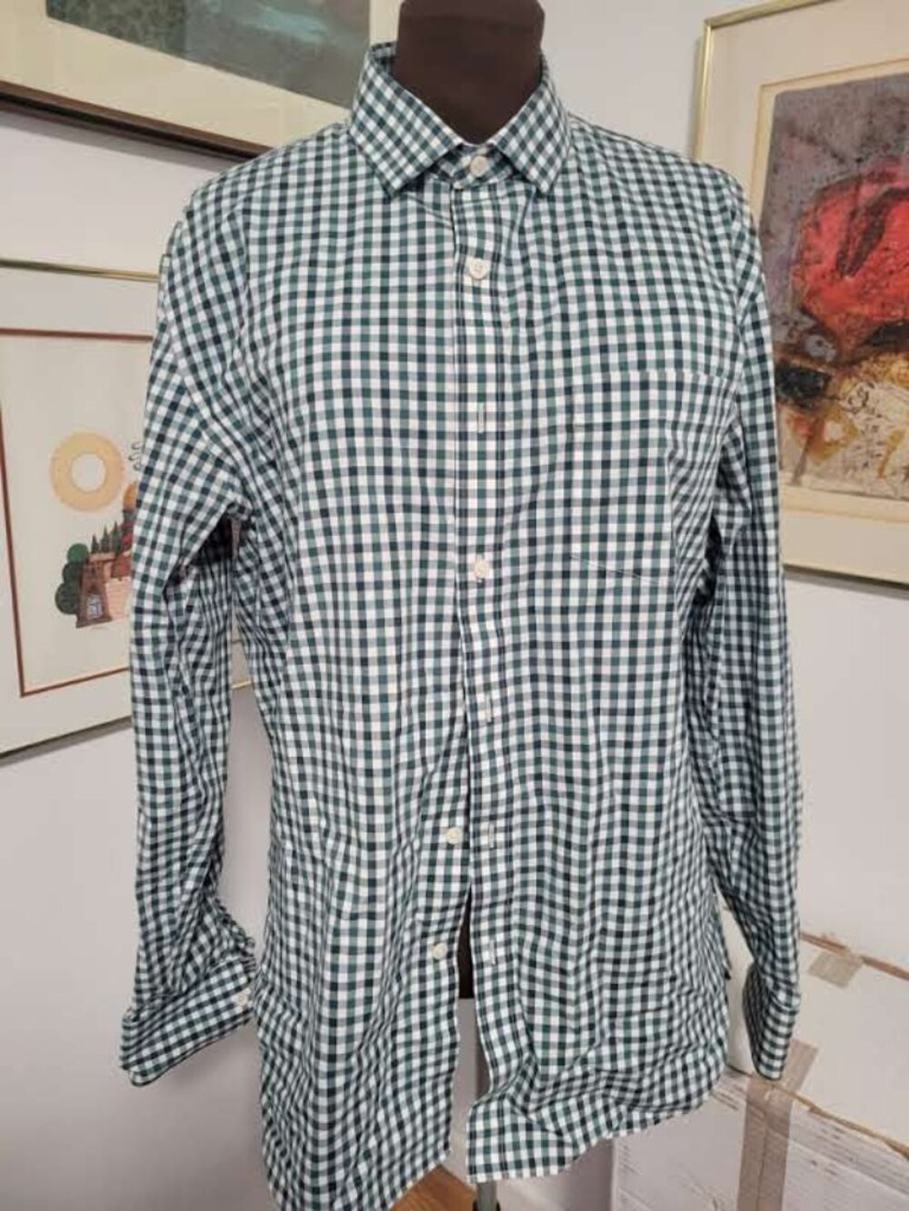 J Crew Green Checkered Shirt Size L